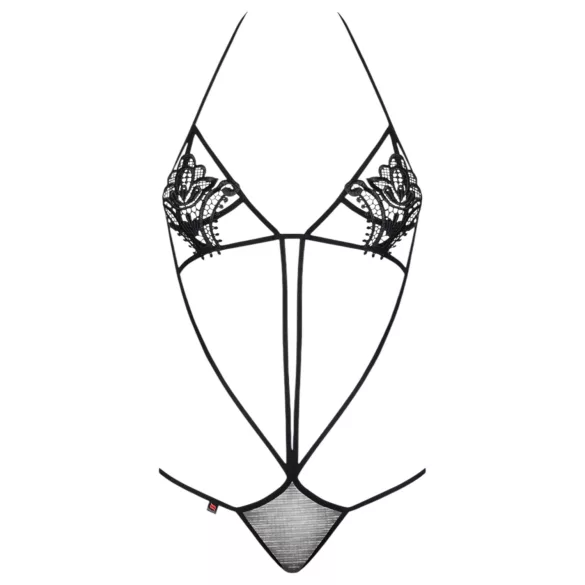 Obsessive - body s trakci - črn, motiv tulipana - S/M