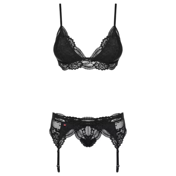 Obsessive - komplet iz čipke - seksi perilo - črna - L/XL