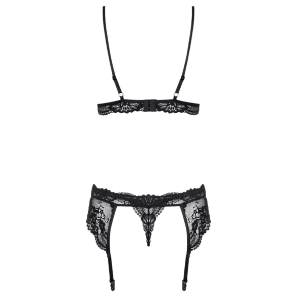 Obsessive - komplet iz čipke - seksi perilo - črna - L/XL