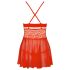 Obsessive 838-BAB-3 - zapeljiv čipkast babydoll in tangice (rdeče) - L/XL