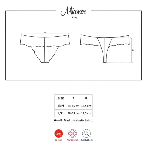 Obsessive - ženske tangice z okrasnimi kamni - črna čipka - L/XL