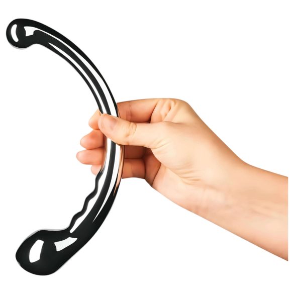 Le Wand - dvostranski dildo iz nerjavečega jekla - srebrna