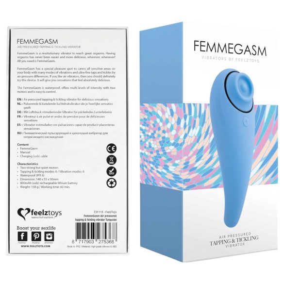 FEELZTOYS Femmegasm - polnilni 2v1 vibrator za klitoris (modra)