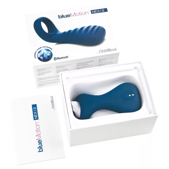 OHMIBOD Bluemotion Nex 3 - pametna vibracijska obročka za penis (modra)