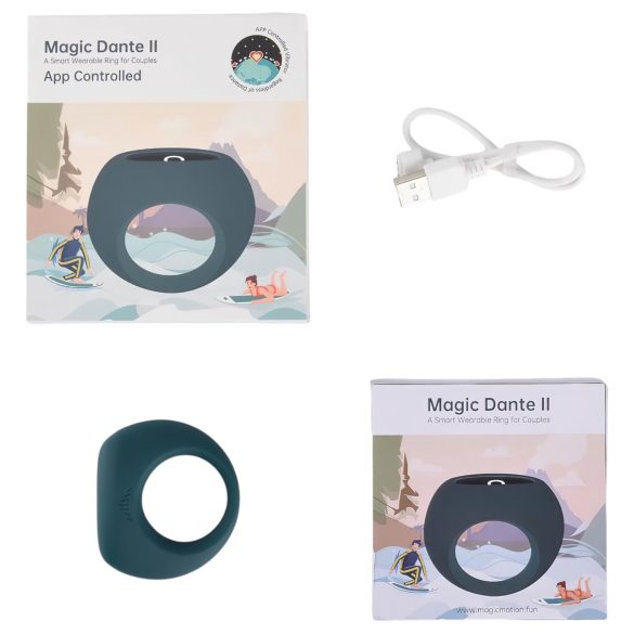 Magic Motion Dante II - vibracijski penisni obroč - brezžičen - modra barva