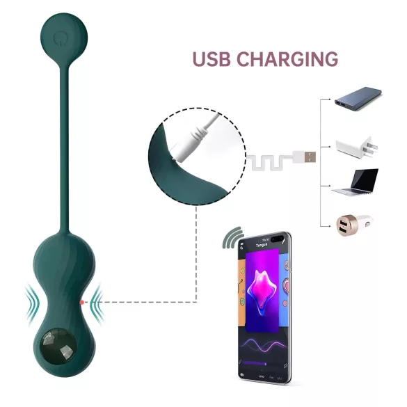 Magic Motion Crystal Duo - aplikacijo upravljane vibracijske gejša kroglice (zelene)