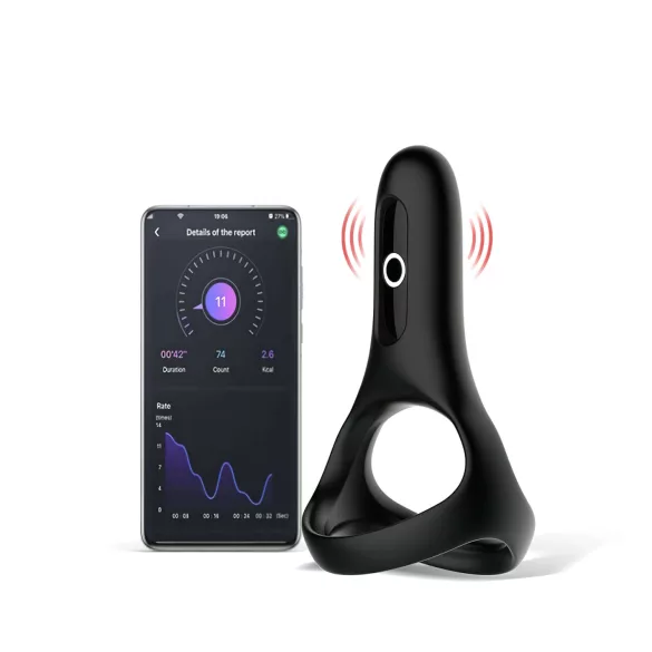 Magic Motion Rise - vibracijski obroč za penis - pameten, polnilec - črna