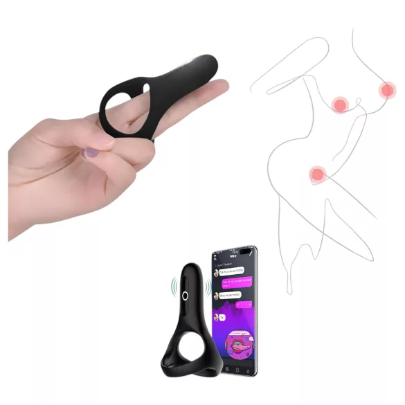 Magic Motion Rise - vibracijski obroč za penis - pameten, polnilec - črna