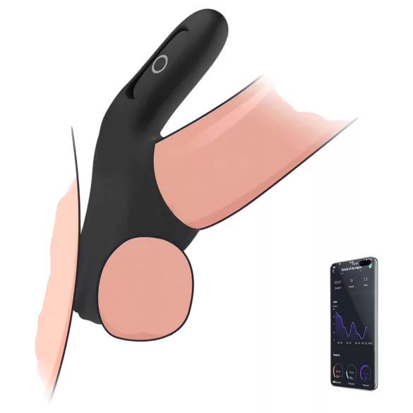 Magic Motion Rise - vibracijski obroč za penis - pameten, polnilec - črna