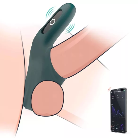 Magic Motion Rise - aplikacijo upravljan vibracijski obroček za penis za moške (zelen)