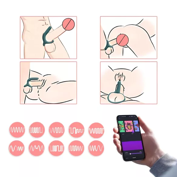 Magic Motion Rise - aplikacijo upravljan vibracijski obroček za penis za moške (zelen)