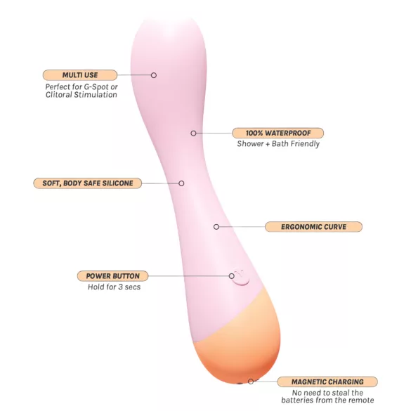 Vush Peachy G-Spot - vibrator za G-točko - polnilni - roza