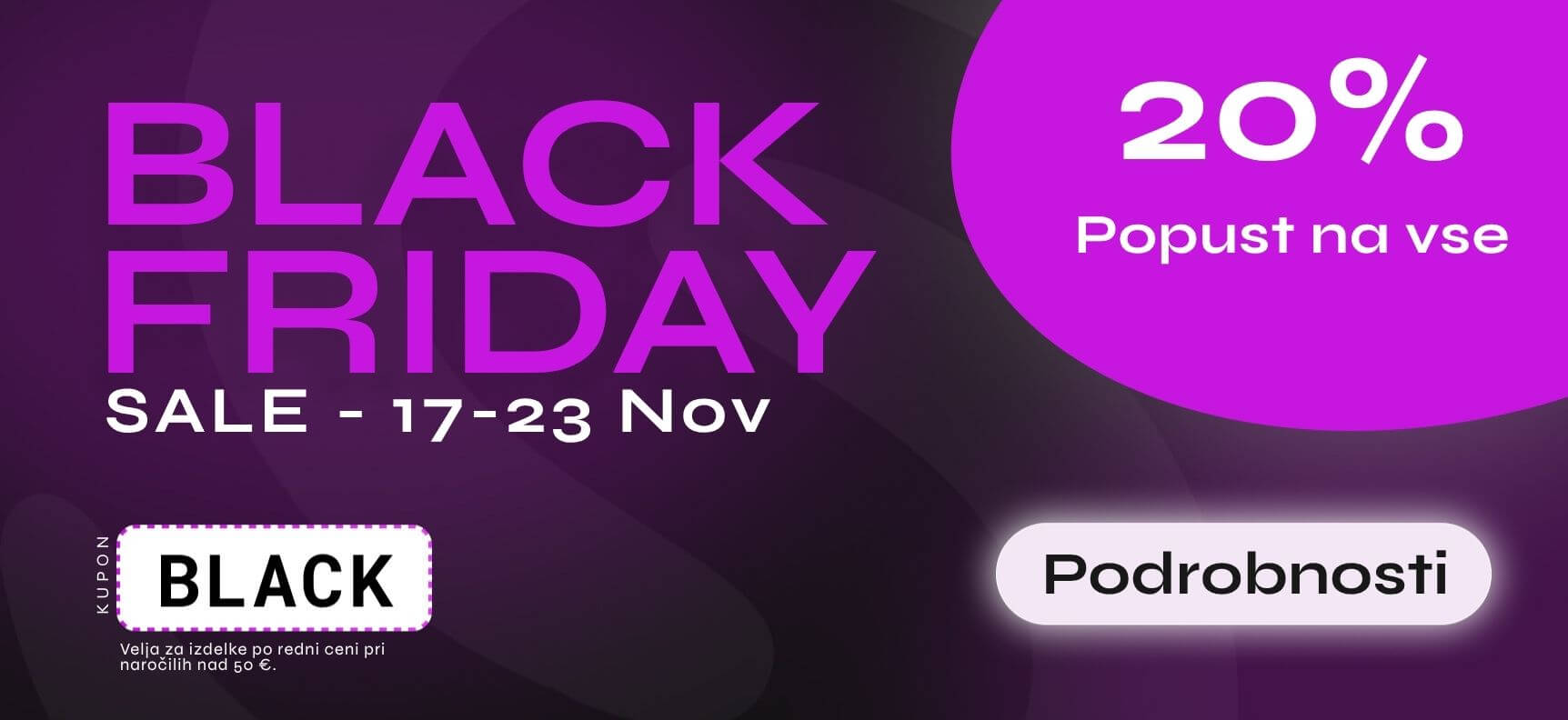 Black Friday 20% popust na vse | Desirel.si Sex Shop